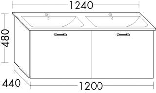 Burgbad Waschtischunterschrank Diago 120x48x44cm, li-grau Ultram., 2 Auszüge