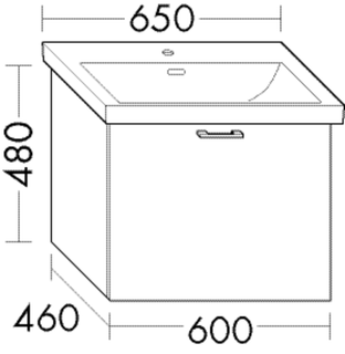 Burgbad Waschtischunterschrank sys30 60x48x46cm, Echo, 1 Auszug