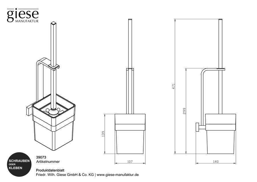Artikelbild 2 des Artikels „Giese WC-Garnitur Gifix Tono 140 x 471 x 107 mm, mit satiniertem Kristallglas “