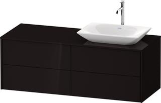 DU Konsolen-WTU wh. XViu 1400x509x550mm 4SK, TA rechts, schw. hgl, ES Nussb li.