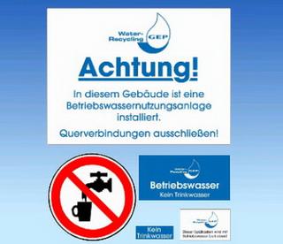 Dehoust Hinweispaket Betriebswasser/Regenwasser