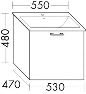 Burgbad Waschtischunterschrank Diago 53x48x47cm, Hellrot Ultramatt, 1 Auszug