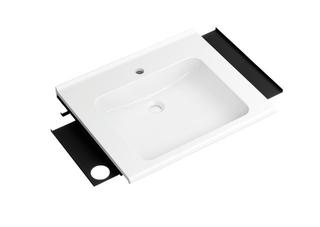 HEWI Mineralguss-Waschtisch 65x58cm, m Gr, 2 Abl, Ha, w, dg pgl matt