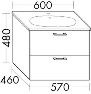 Burgbad Waschtischunterschrank Diago 57x48x46cm, h-rot ma, 1 Lade/1 Auszug