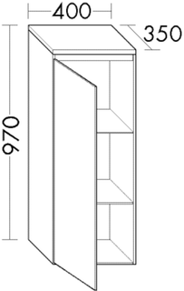Burgbad Halbhoher Schrank YSO 40x97x35cm, 1 Tür, Lackiert Hochglanz