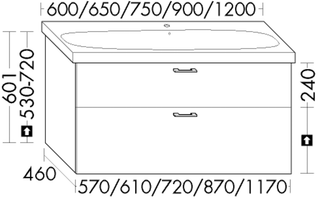 Burgbad Waschtischunterschrank sys30 72x60,1x46cm, Diago, 1 Schublade/Auszug
