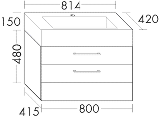 Burgbad MG WT-Unterschrank-Set Crono 81,4x63x42cm, lack. hgl, 1 Lade/Ausz.