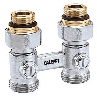 Caleffi Zweirohr-Hahnblock HK.-Ans. 1/2" AG, An Klemmv. 3/4", DG