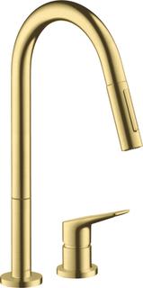 hansgrohe 2-LSpEHM 220 Axor Citterio M mit Ausziehbrause, brushed brass