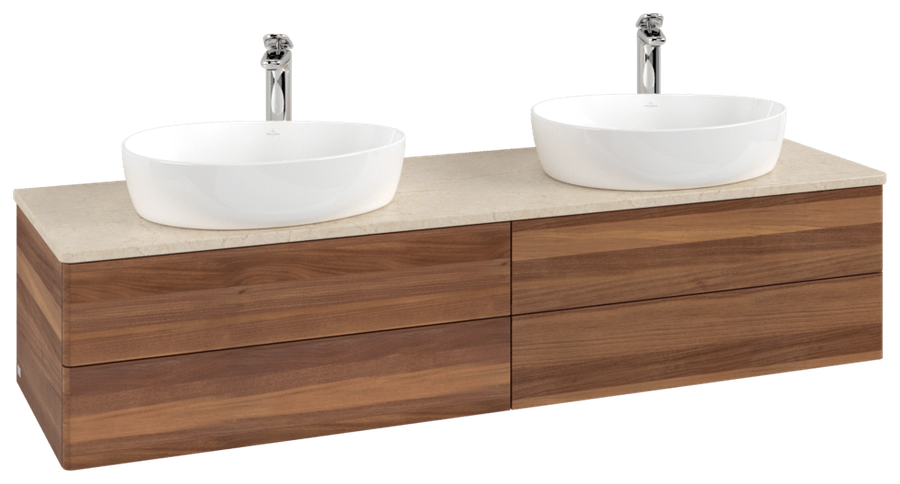 Artikelbild 2 des Artikels „V&B WT-Unterschrank o. F-Struktur Antao 160x50cm, HL, WBP-farbe botti., w. wal Waschbeckenplattenfarbe botticino | warm walnut“