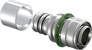 Uponor Press-System-Übergangskupplung 32 mm x 32 Polyfix, Messing verzinnt