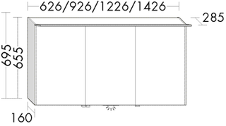 Burgbad LED-Spiegelschrank sys30 112,6x69,5x28,5cm, Dia, m horiz Bel.-Bl