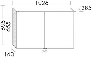 Burgbad LED-Spiegelschrank sys30 102,6x69,5x28,5cm, A., m horiz Bel.-Bl