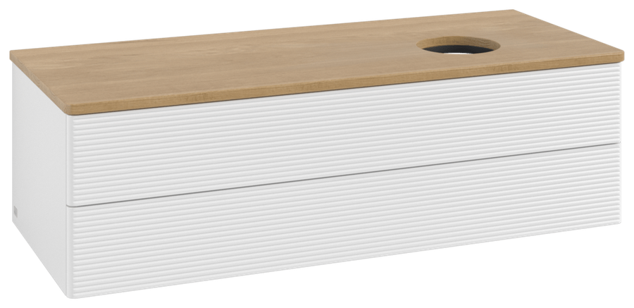 Artikelbild 1 des Artikels „V&B WT-Unterschrank m F-Struktur Antao 120x36x50cm, WBP hon. Oa, glo wh. Lac Waschbeckenplattenfarbe honey oak | glossy white lacquer“