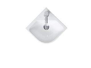 Duravit Eck-Handwaschtisch Me by Starck 43,5x38cm, m HL, ÜL, Hahnloch, we. WG