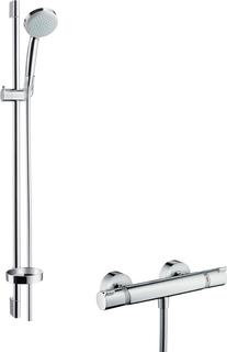hansgrohe Brausesystem Croma 100 Vario 668mm Br.-Stange, mit Thermostat, chrom