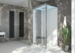 HO DB SensePerience 1200x900 li. Nische DW Solique weiß m. Antir., Wände weiß