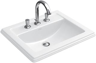 V&B Einbau-Waschtisch Hommage 63x52,5cm, 3 HL, ÜL, pure black C-plus