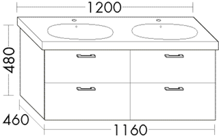 Burgbad Waschtischunterschrank sys30 116x48x46cm, 2 Schubl/2 Auszüge, Aqua