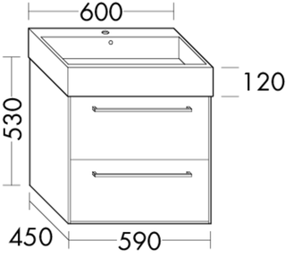 Burgbad Osera Waschtisch-Unterschrank 59 x 45 x 53 cm, 1 Schublade/1 Auszug