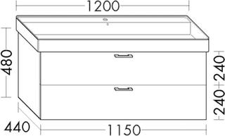 Burgbad Waschtischunterschrank Diago 115x48x44cm, 1 Lade/1 Ausz., we Ultram.