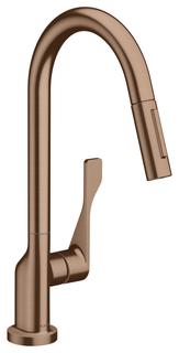 hansgrohe SPT-EHM 250 Axor Citterio mit Ausziehbrause, brushed red gold