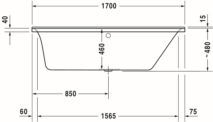 Artikelbild 4 des Artikels „Duravit Badewanne P3 Comforts 170x70x46cm, Einbauvers., 1 RS re, weiß 170 x 70 x 46 cm“