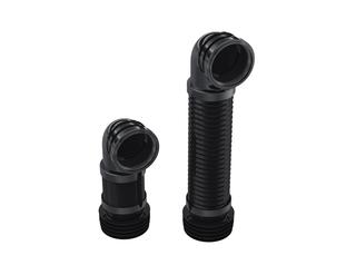 KÖRO Flex. Ablaufbogen Vorwandsystem schwarz, DN 90, ausziehbar, H=255/425 mm