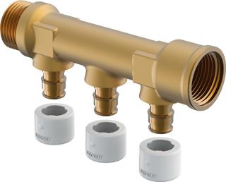 Uponor Q&E Verteiler mit AG und IG NKB DR G3/4"MT/FT 3X15 c/c35mm