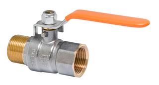 Kugelhahn UNISOLAR 1614 AG/IG, Stahlhebel orange, verchromt
