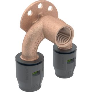 Doppel-Anschlusswinkel PushFit 90°, 5,2 cm, Rotguss