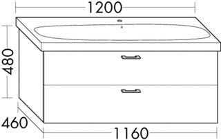 Burgbad Waschtischunterschrank Diago 116x48x46cm, Marm D n-gr, 1 Lade/1 Ausz.