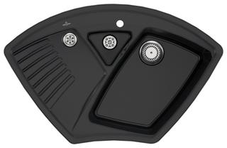 V&B Eckspüle Arena Eck m Abl.garn, Hand., ebony CeramicPlus