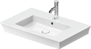 Duravit Möbel-Waschtisch White Tulip 75x49cm, m HL, we WG, m ÜL, Hahnlochbank