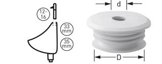 STEDO Urinal-Verbinder d 33-35mm, Ro d 12-16mm, f Lo-Einl., we.