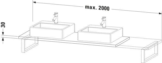 Artikelbild 5 des Artikels „Duravit Konsole L-Cube 80-200x55cm, 2 A., Stär 3cm, Nussb Nat Stärke 3 cm | nussbaum natur“