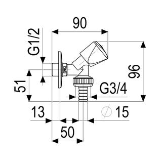 JS GA-Ventil, Dreikantgriff 1/2 x 3/4, verchromt