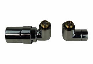 Purmo Design-Ventil-Set li, Eckf., mit Thermostatkopf, verchromt