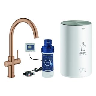 GROHE Spültisch-Einhebelmischer Red Duo C-Ausl, m Boiler Gr M, w. suns gebürstet