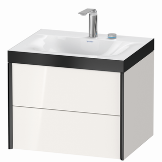 DU WTU XViu/Viu, 2 Schubk, 503x600x480mm 2 HL,schw. m/weiß hgl, Ra. B2 ES Nussb.