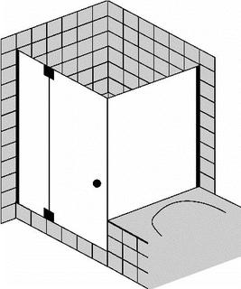 FORMAT Design 3.0 Gl-PT m SW a W, HSP TG 90x90x200cm, sw, Kr.-Glas hell, links