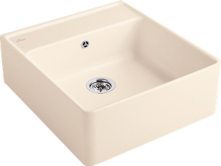 V&B Spülstein-Einzelbecken m Abl.garn, Exzenter, ivory CeramicPlus