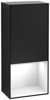 V&B Seitenschrank Wandbeleuchtung Finion 41,8cm, li, Reg unt glo wh., bla m Lac