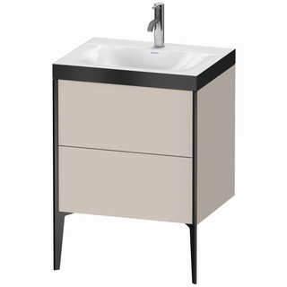 DU WTU XViu/Viu, 2 Ausz, 610x600x480mm 1 HL, schwarz m/ taupe, Rahmen B2 ES Nussb