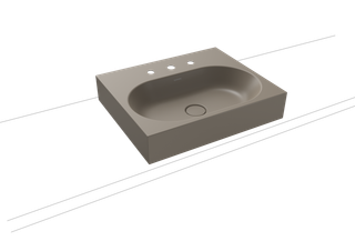 Kaldewei Aufsatz-Waschtisch CENTRO 3057 60x50cm, 3 Hahnl., ch, P-E, warm grey 60