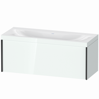DU WTU XViu/Viu, 1 Ausz, 503x1200x480mm o. HL, schw. m/weiß hgl, Ra. 85 ES Nussb