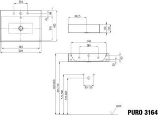 FORMAT Design Wandwaschtisch 3 Hahnlöcher