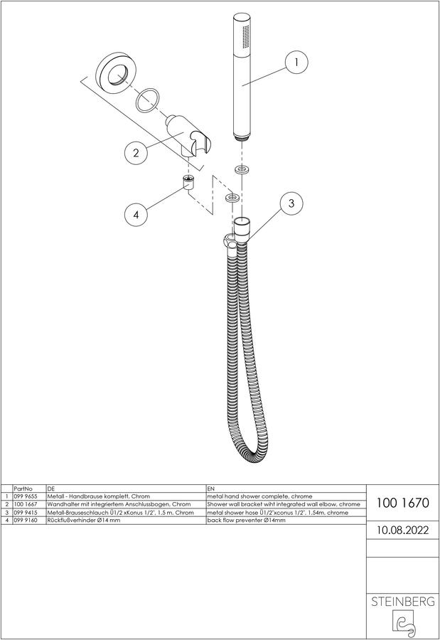 Artikelbild 3 des Artikels „Steinberg Handbrausegarnitur Serie 100 m Wd-Anschl.bg u. B.Schl. 1500mm, vc chrom“