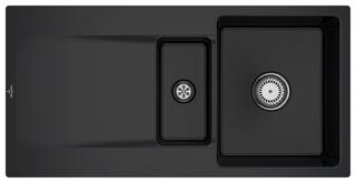 V&B bündige Spüle Siluet 60 R Flat m Ablaufgarnitur, Handbetätigung, ebony
