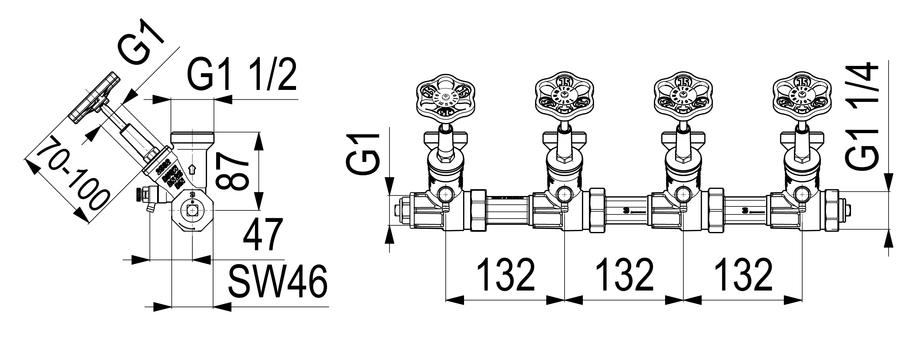 Artikelbild 2 des Artikels „Schlösser ATV-Verteiler 4-fach, DN 25, G 1x1 1/2, ohne Rinne 4-fach | DN 25, G 1 x 1 1/2“